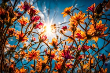 Fototapeta na wymiar colorful flowers in the sun