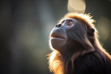 backlit howler monkey with breath visible during call