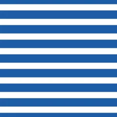 Poster Striped background with horizontal straight blue and white stripes. Seamless and repeating pattern. Editable vector illustration. © Siarhei