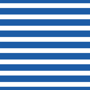 Striped background with horizontal straight blue and white stripes. Seamless and repeating pattern. Editable vector illustration.