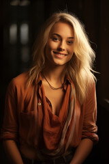 Fototapeta premium woman with blonde hair, smiling, full body still