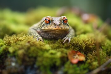 Obraz premium toad on a mossy garden patch