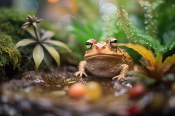toad framed by garden foliage
