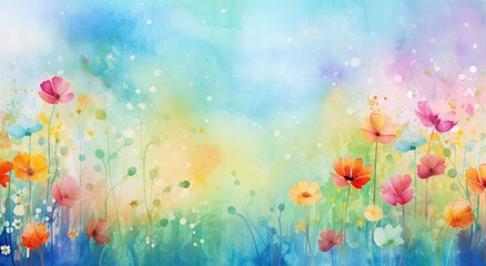 Bright original background image for a greeting card. Vibrant Captivating flowers watercolor