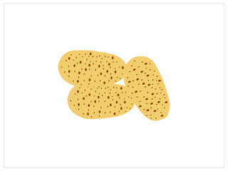 Potatoes in a patterned sack with lilac flowers and leaves side view,A potato,French fries levitate on a white background,Sliced ​​potatoes put around potato sack on gray floor,Potato on the table,