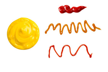 Cheese sauce in white plate on white background.