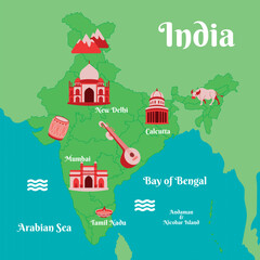 India bharat map illustration