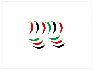 Top close-up view  green hot peppers on the dark table,cooking realistic composition,Hot chili pepper, whole and half, isolated on background,Red chili pepper on abstract background blue brown deco ve