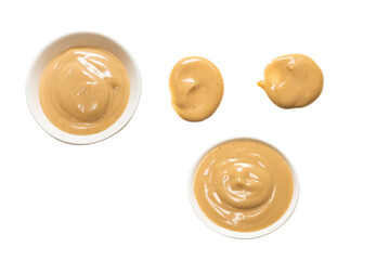 Mushroom sauce in a bowl isolated on white background.