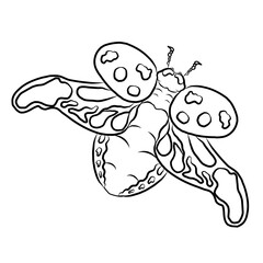 Set of Bug vector illustration for coloring book or clipart isolated on white background.Elements for printing on sticker or children book .Hand drawn vector.