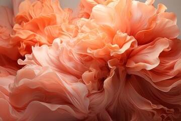 Expressionistic color explosions, organic sculpting, flowing, peach fuzz Pantone color 
