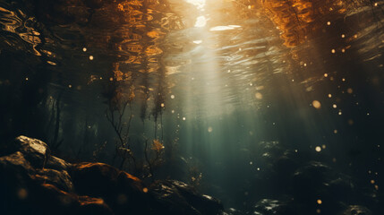 Underwater Sea - Deep Abyss With Sun light