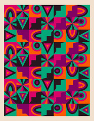 Geometric pattern  in retro  stile with shapes