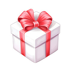 Watercolor Isometric Gift Box. Colored Gift Box with Ribbon isolated PNG