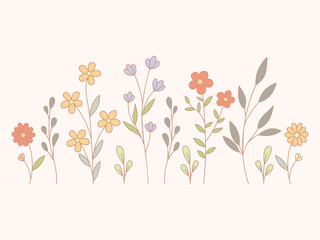 Vector of Illustration of wild flowers about flowers, icon, illustration, floral, and nature. Beautiful flower style color