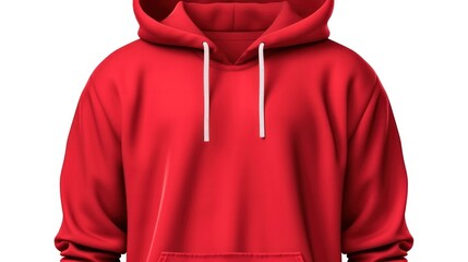 Set of red front and back view tee hoodie hoody sweatshirt on transparent background cutout, PNG file. Mockup template for artwork graphic design