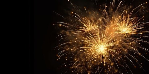 Captivating image captures essence of joyous celebration in night sky. Spectacular display of fireworks paints darkness with vibrant palette of colors creating contrast against black backdrop