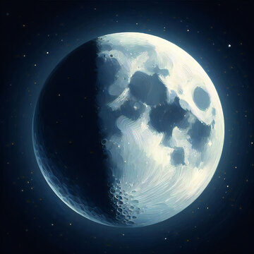 リアルタッチで描かれた月のイラスト