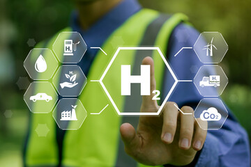 H2 hydrogen innovation zero emissions technology.Clean hydrogen energy concept.Hydrogen...