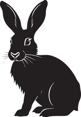 Silhouette of a rabbit isolated on white background