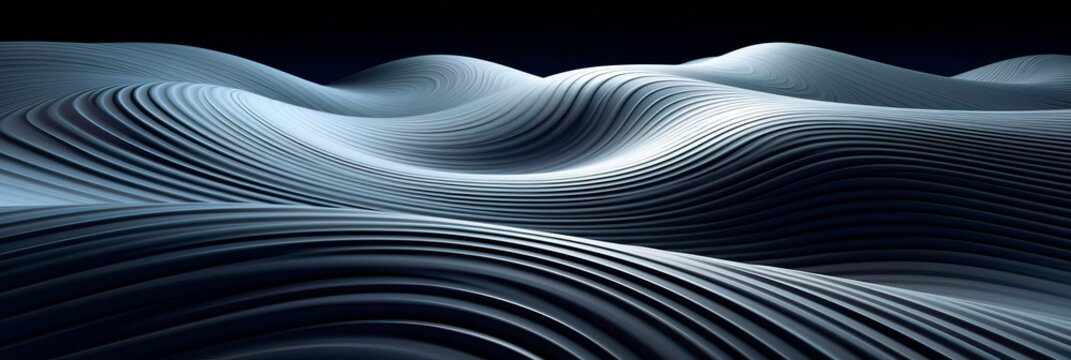 waves of lines intersecting with circles, creating a rhythmic and visually engaging abstract pattern. Generative AI