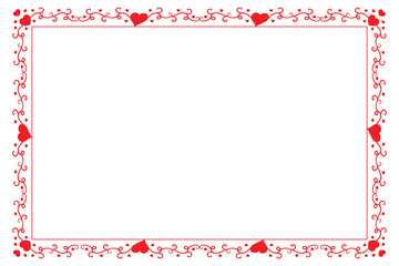 Heart Swirl Romantic Love ornaments isolated border layout, red hearts ornate award frame border, Valentine Day Card Border Square frame design, decorative heart rectangle frame vector element