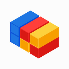 vector metal square container isolated on background