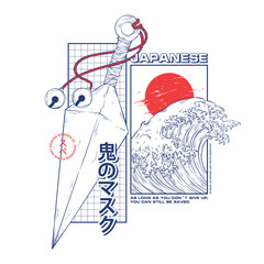 Japanese icon illustration t shirt design