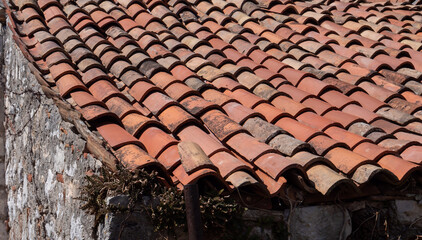 old roof tiles on roof