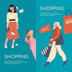 Hand drawn shopping banner