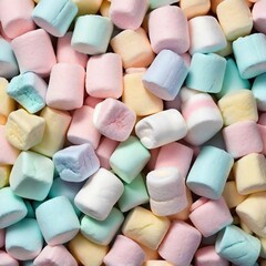 Multi-colored marshmallows. Background of colorful blue and pink marshmallows. Generative AI.