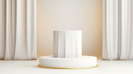 : Podium and abstract background. Round stand. Platform for your design. 3D image, generative ai
