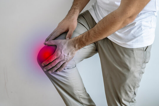 Pain in the joint of the shoulder, back, arm. Muscle and bone pain in the body on a blank white background background.
