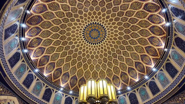 Amazing oriental dome ceiling in the mosque of Dubai.

