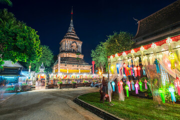 the Beautiful Colorful Lanna lamp paper lantern background pattern Loi Krathong or Yi Peng Festival...