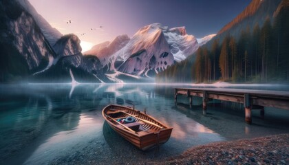 Serene Alpine Lake at Dawn