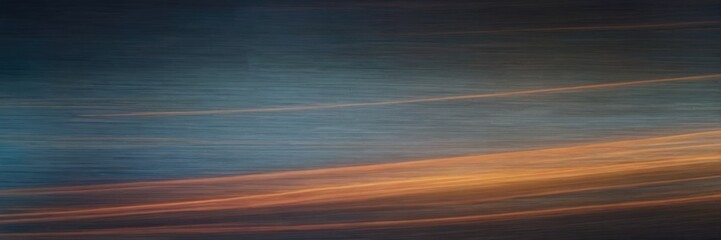 Horizontal light lines. Abstract orange line pattern on blue background.