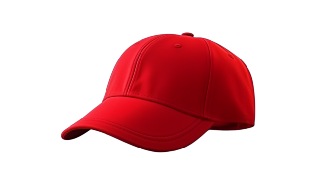 Red baseball cap isolated on transparent background