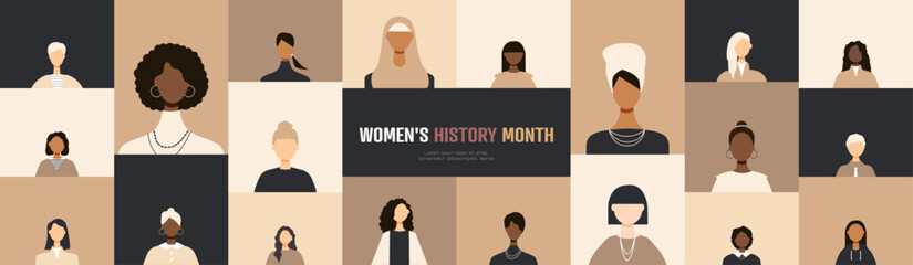 Women's History Month banner. - obrazy, fototapety, plakaty