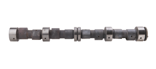 Engine camshaft isolated on a white background.