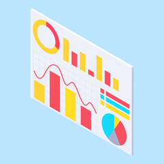 Obraz premium Vector laptop with data analytics and business plan