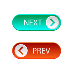 Previous and Next Web button set. Button set with arrow icon. Vector Illustration
