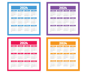 Calendar 2024 Fully Editable vector eps 10 file 