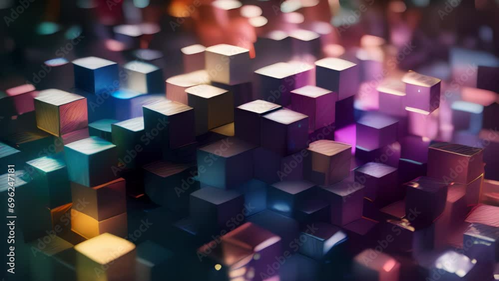 Poster Abstract background with structure of cubes. Colorful cubes texture for technology backdrop. Generated AI