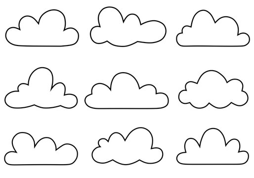 Set of cartoon cloud shapes