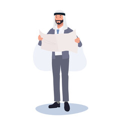 Arab Businessman in Suit Reading Newspaper