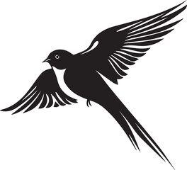 Black Swallow Silhouette on white background