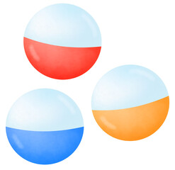 カラフルなガチャガチャのカプセルの3つセット