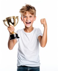 A Young Boy Celebrating His Achievement with a Big Smile