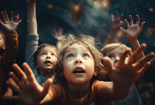 A group of children reaching for the stars